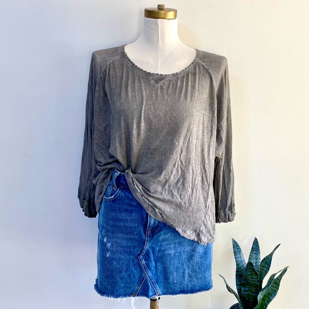 Magnolia Pearl Charcoal Gray Blouse oversized shabby chic cottage quirky